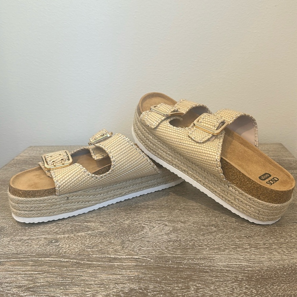 ASOS double buckle platform mule